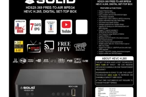 SOLID HDS2X-369 HEVC 8bits H.265 Free-To-Air Set-Top Box